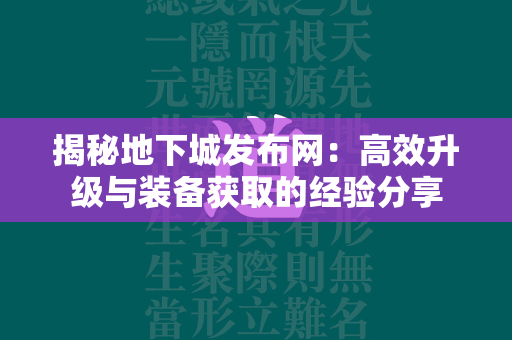 揭秘地下城发布网：高效升级与装备获取的经验分享  第3张