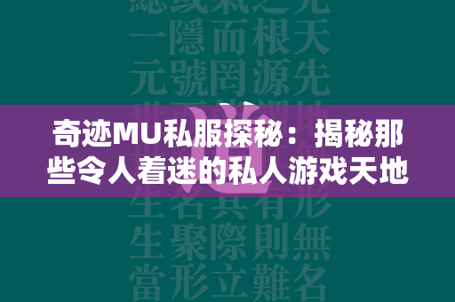 传奇MU私服探秘：揭秘那些令人着迷的私人游戏天地  第2张