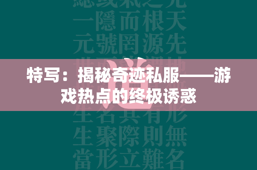 特写：揭秘传奇私服——游戏热点的终极诱惑  第2张