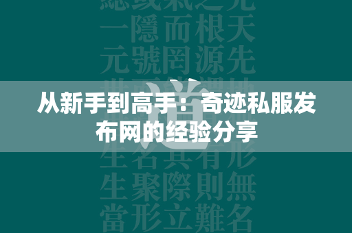 从新手到高手：传奇私服发布网的经验分享  第5张