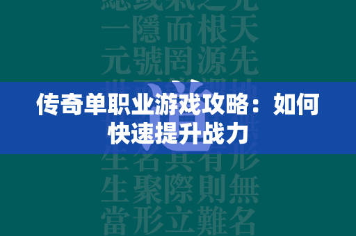 传奇单职业游戏攻略：如何快速提升战力  第3张