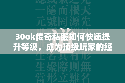 30ok传奇私服如何快速提升等级，成为顶级玩家的经验分享  第2张