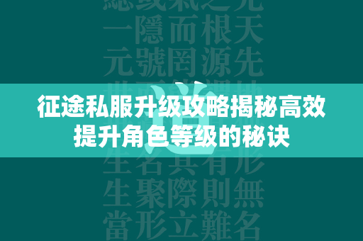 传奇私服升级攻略揭秘高效提升角色等级的秘诀  第2张