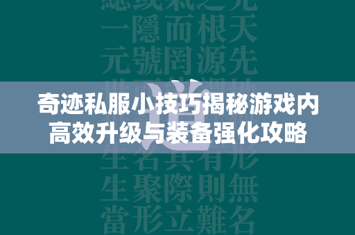 传奇私服小技巧揭秘游戏内高效升级与装备强化攻略  第4张