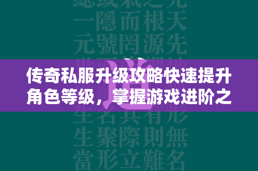 传奇私服升级攻略快速提升角色等级，掌握游戏进阶之道