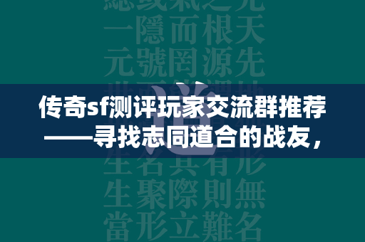 传奇sf测评玩家交流群推荐——寻找志同道合的战友，共同探讨游戏秘籍  第4张