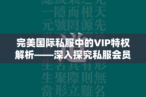 传奇私服中的VIP特权解析——深入探究私服会员体系背后的优势与影响  第3张