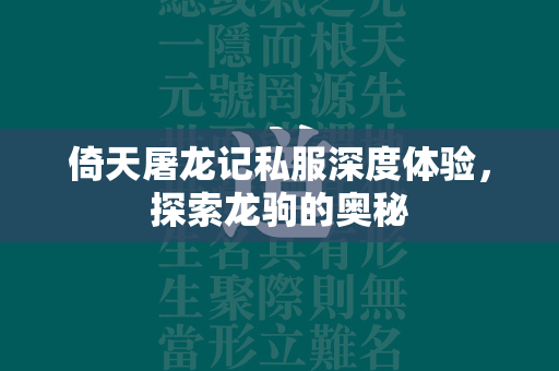 倚天屠龙记私服深度体验，探索龙驹的奥秘  第4张