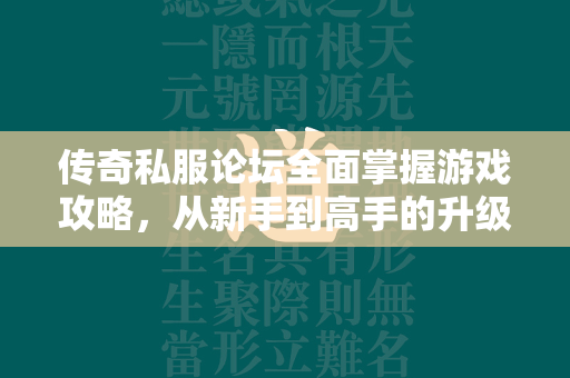 传奇私服论坛全面掌握游戏攻略，从新手到高手的升级之路  第3张