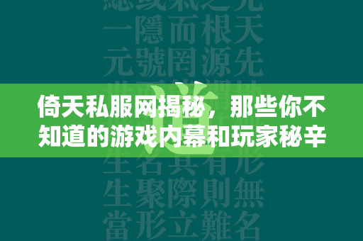 倚天私服网揭秘，那些你不知道的游戏内幕和玩家秘辛  第2张