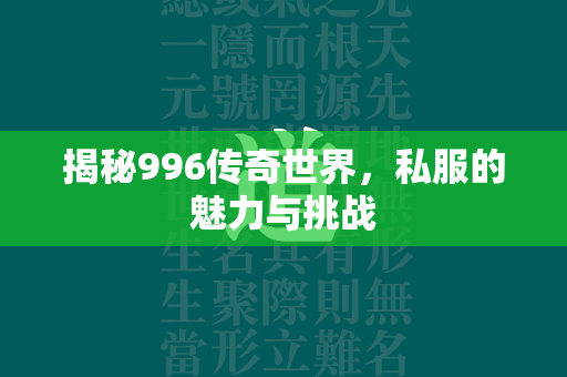 揭秘996传奇世界，私服的魅力与挑战