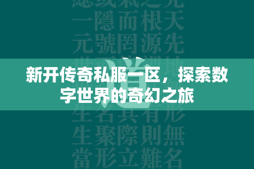 新开传奇私服一区，探索数字世界的奇幻之旅  第4张