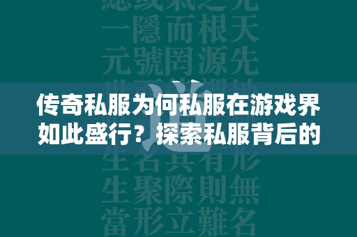 传奇私服为何私服在游戏界如此盛行？探索私服背后的文化与风险  第3张