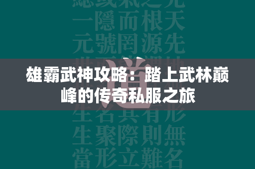 雄霸武神攻略：踏上武林巅峰的传奇私服之旅  第2张