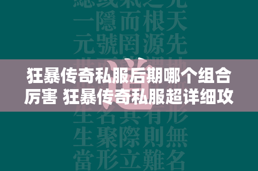 狂暴传奇私服后期哪个组合厉害 狂暴传奇私服超详细攻略分享  第2张