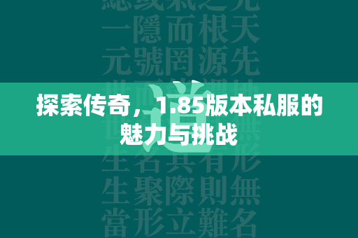 探索传奇，1.85版本私服的魅力与挑战