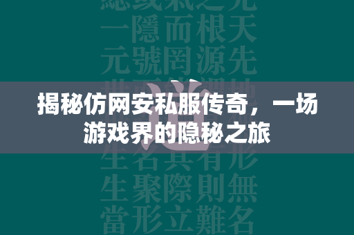 揭秘仿网安私服传奇，一场游戏界的隐秘之旅  第1张