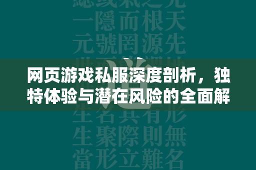 网页游戏私服深度剖析，独特体验与潜在风险的全面解读